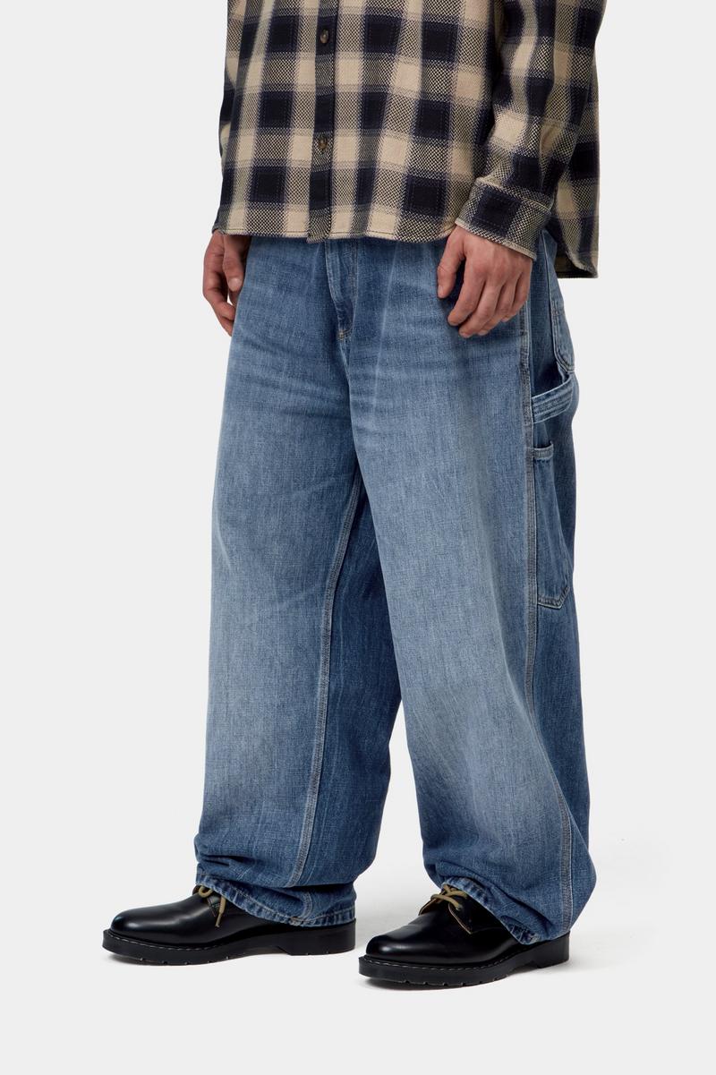 Carhartt OG Single Knee Pant - Blau, Marmor in Used-Waschung