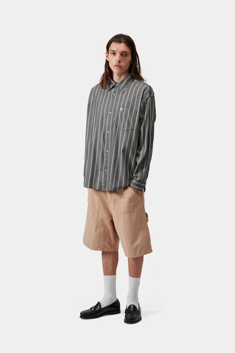 Carhartt L/S Beale Shirt - Beale-Streifen, Schwarz / Weiß