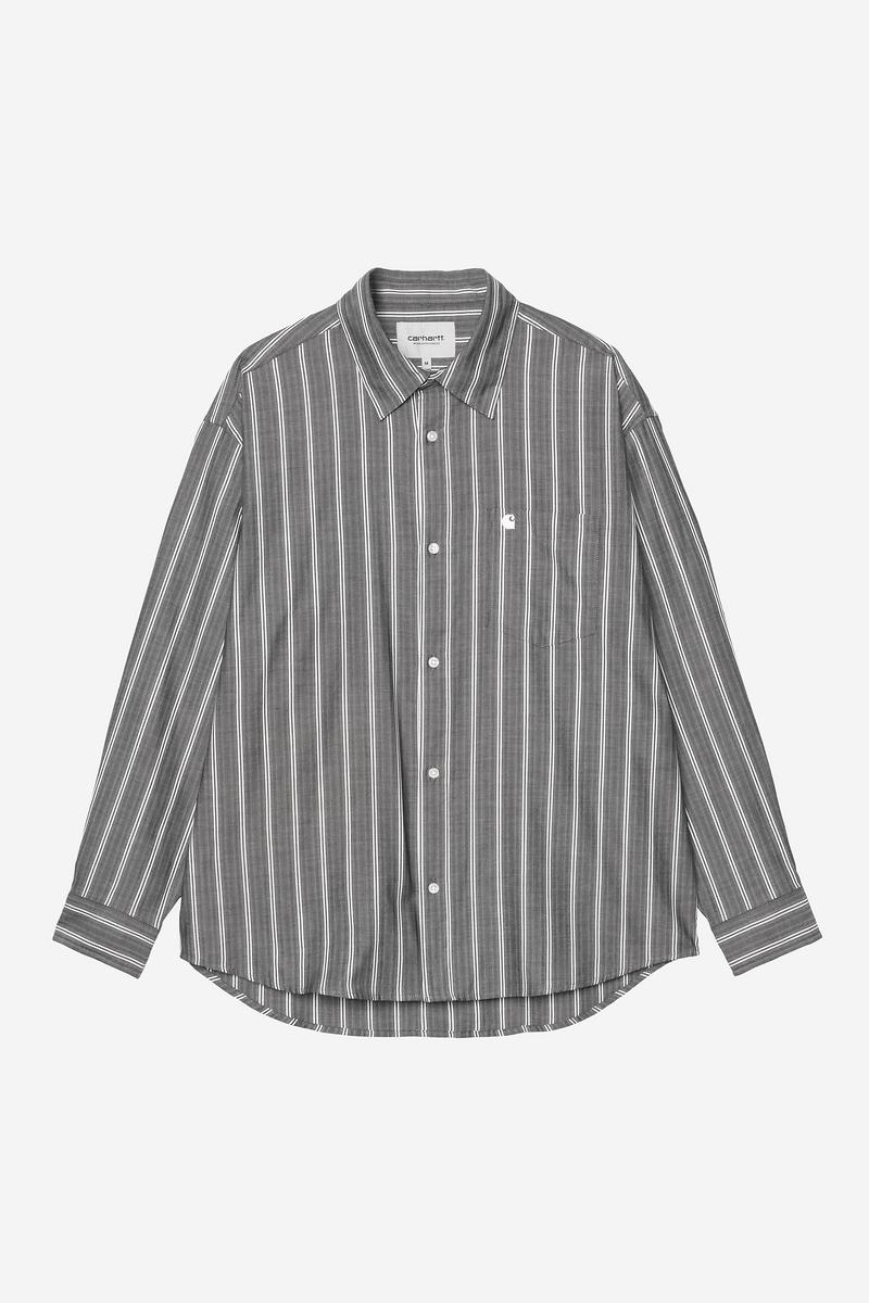 Carhartt L/S Beale Shirt - Beale-Streifen, Schwarz / Weiß