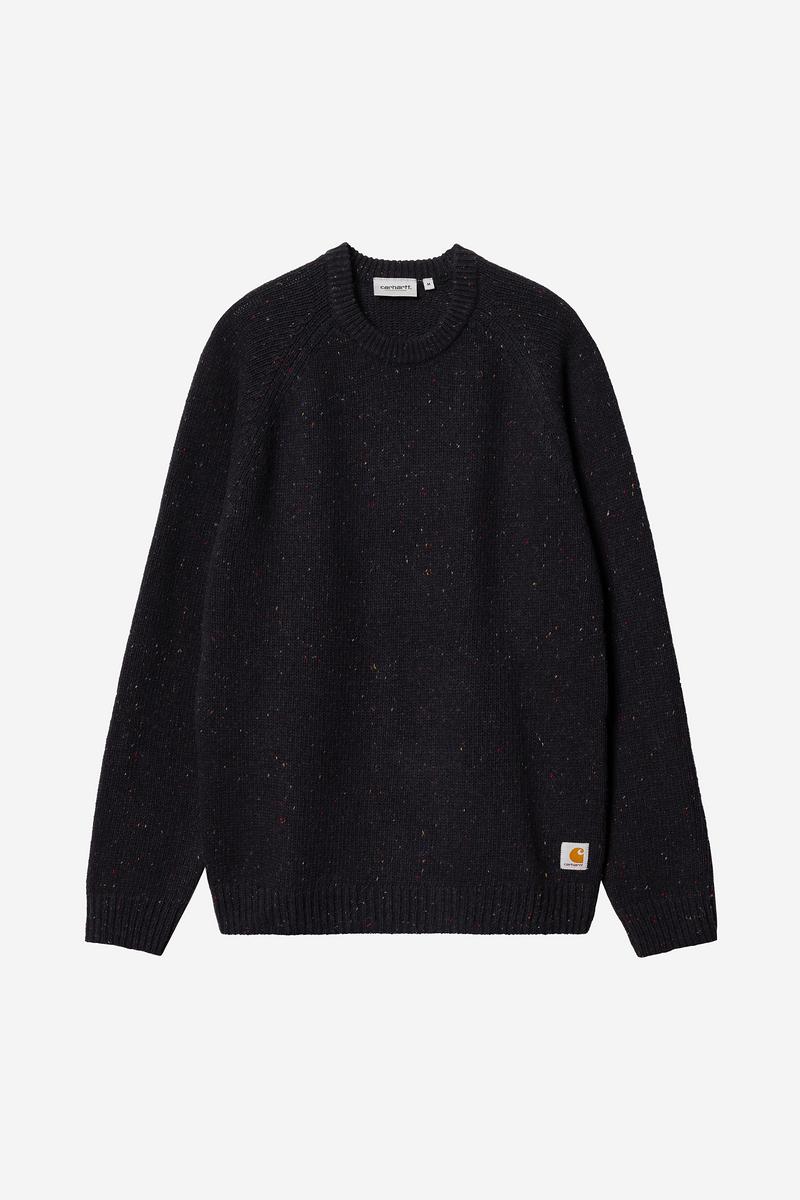 Carhartt Anglistic Sweater - Gesprenkeltes dunkles Marineblau
