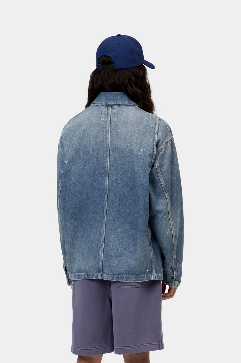 Carhartt OG Michigan Coat - Blau, Zerstörerische Waschung, Spritzer