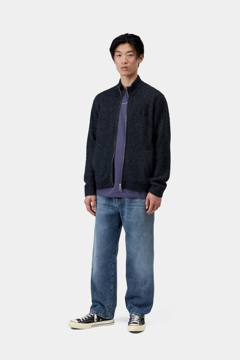 Carhartt Aaron Pant - Blau, Marmor in Used-Waschung