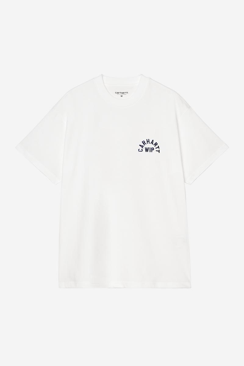 Carhartt S/S Arch Script T-Shirt - Weiß / Dunkles Marineblau