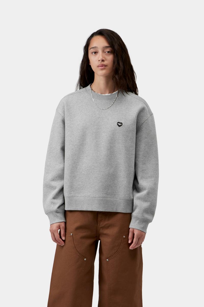 Carhartt Small Heart Patch Sweatshirt - Grau meliert / Schwarz