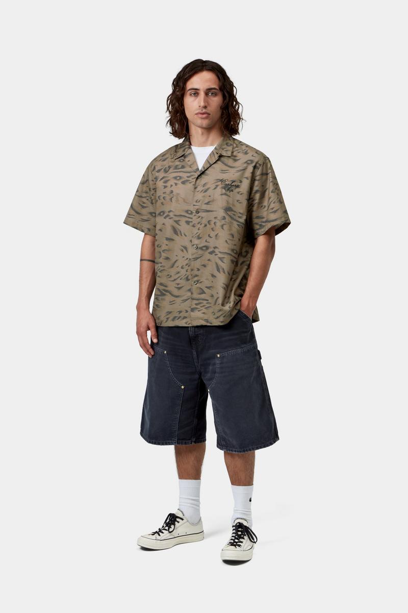 Carhartt S/S Travon Shirt - Entenfederdruck, Zypresse / Schwarz