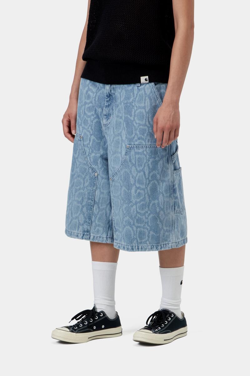 Carhartt Snake Nixon Double Knee Short - Snake Camo, Blau, gebleicht