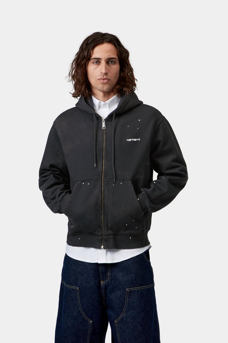 Carhartt Hooded Painter Jacket - Schwarz, Destroy Wash, Splatter