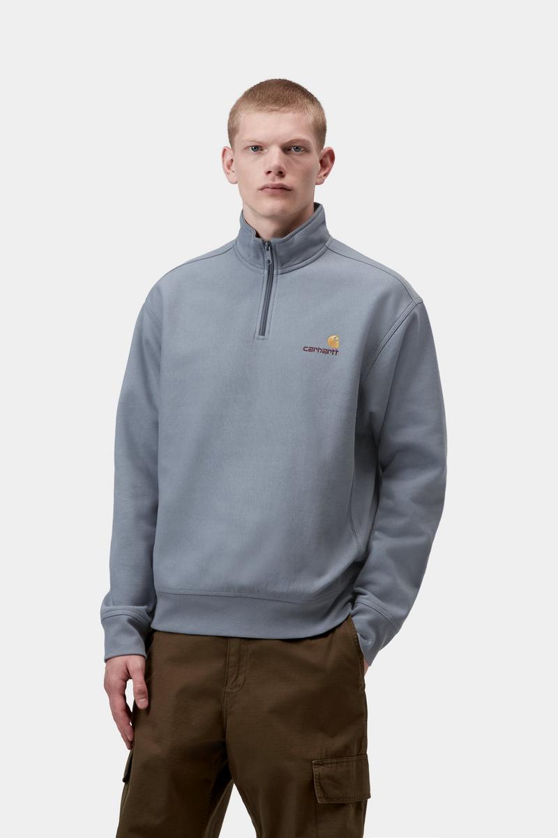 Carhartt Half Zip American Script Sweatshirt - Schattiges Blau