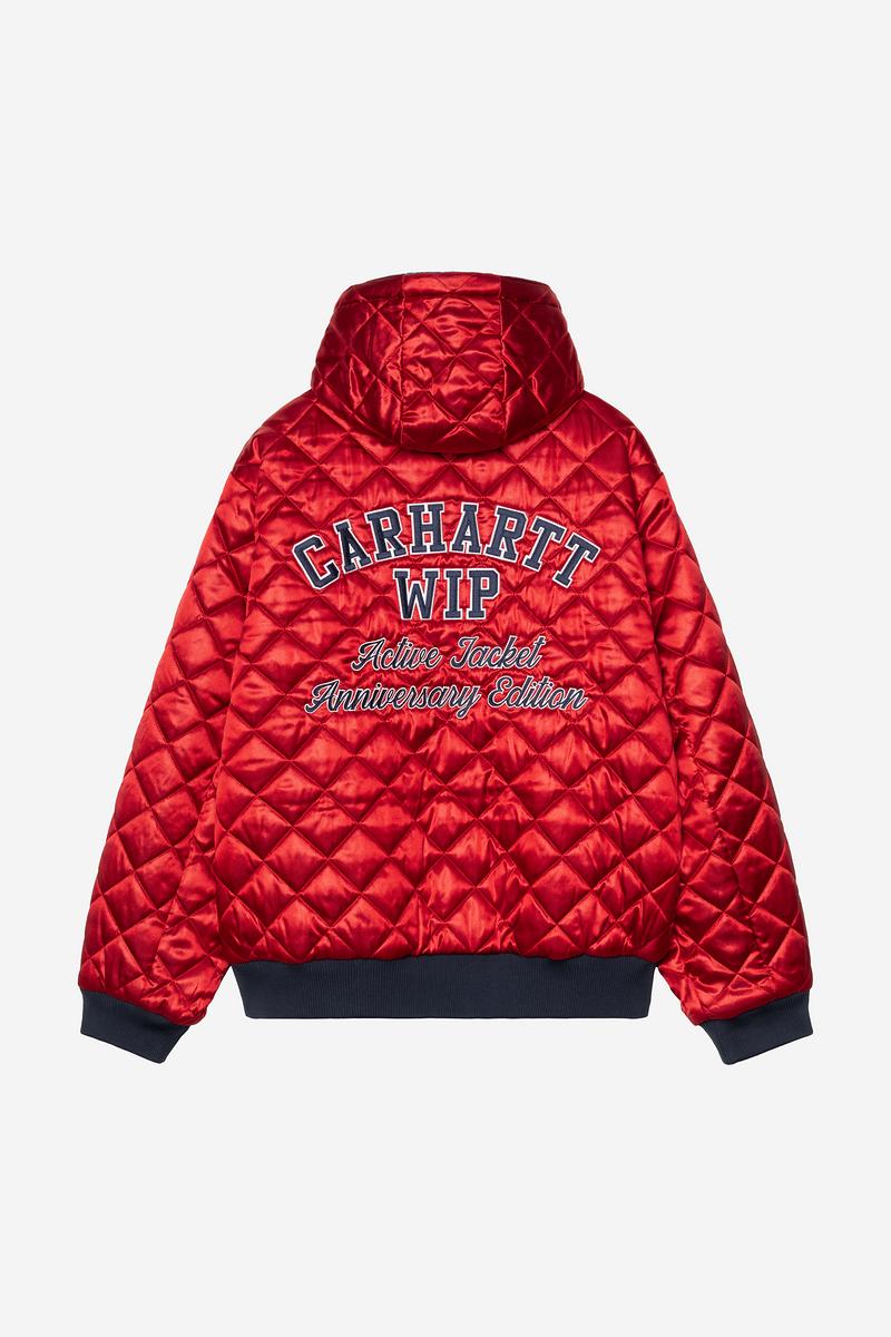 Carhartt OG Active Jacket 50th Anniversary Edition Denim - Blau / USA-Rot, Stein gebleicht