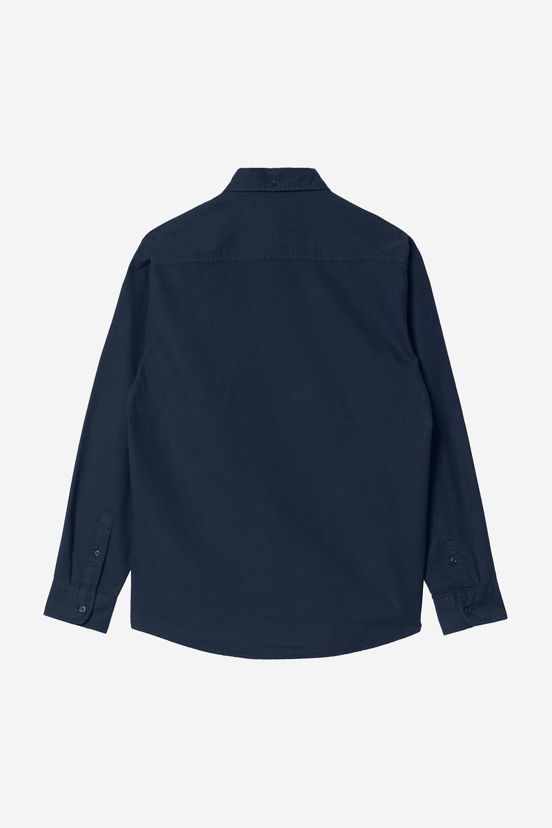 Carhartt L/S Bolton Shirt - Dunkles Marineblau, stückgefärbt