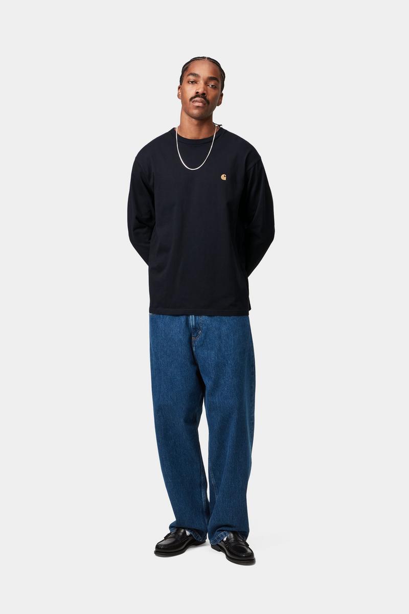 Carhartt L/S Chase T-Shirt - Dunkles Marineblau / Gold