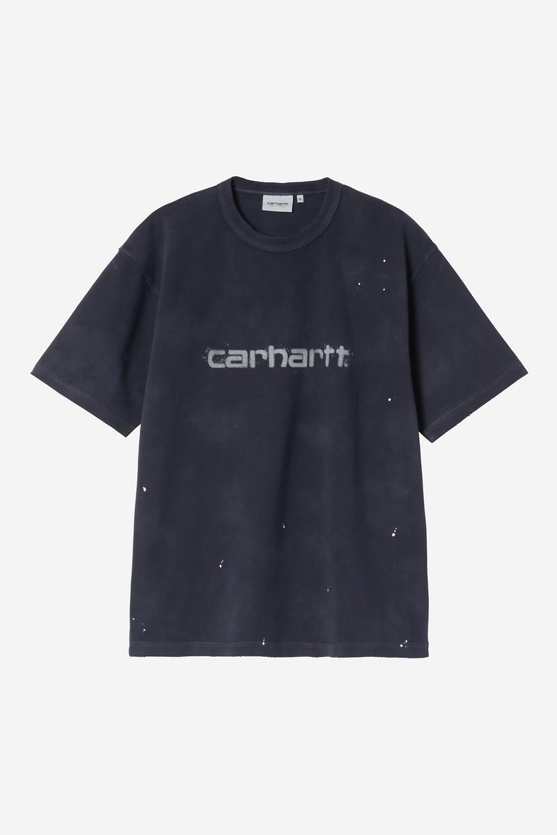 Carhartt S/S Painter T-Shirt - Dunkles Marineblau, Destroy-Waschung, Spritzer