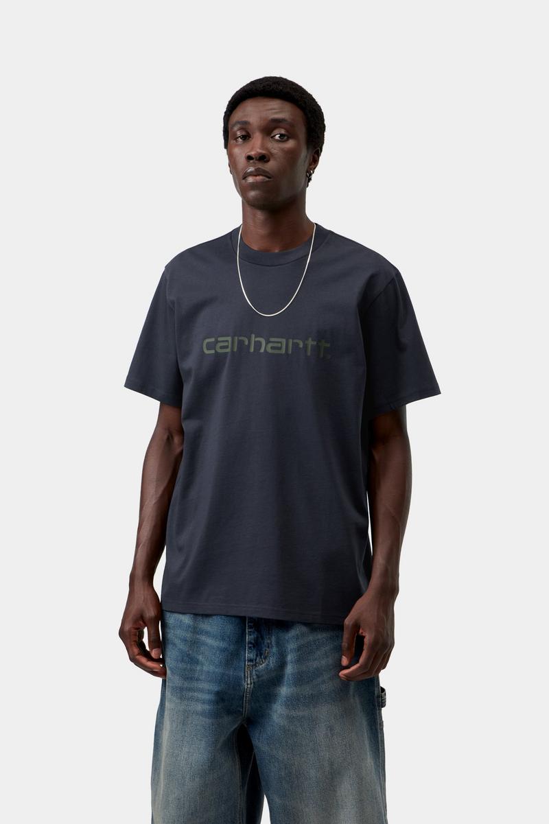 Carhartt S/S Script T-Shirt - Dunkles Marineblau / Dunkler Skarabäus