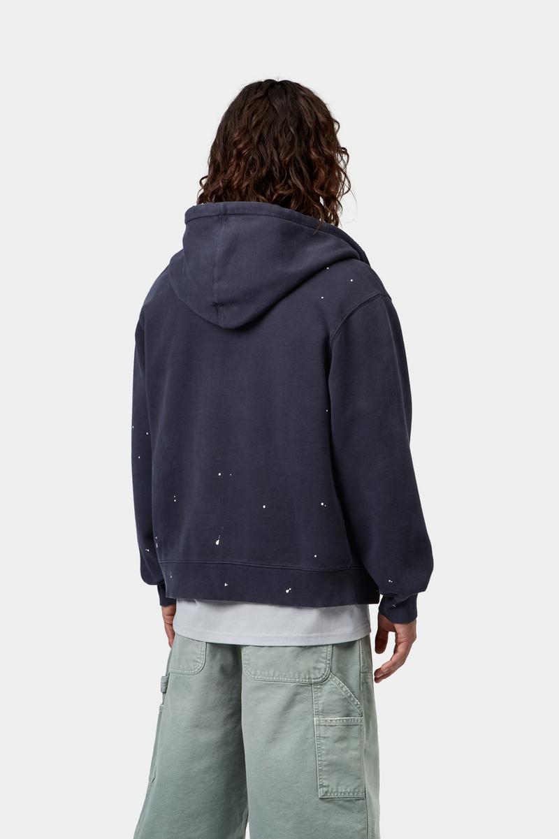 Carhartt Hooded Painter Jacket - Dunkles Marineblau, Destroy-Waschung, Spritzer