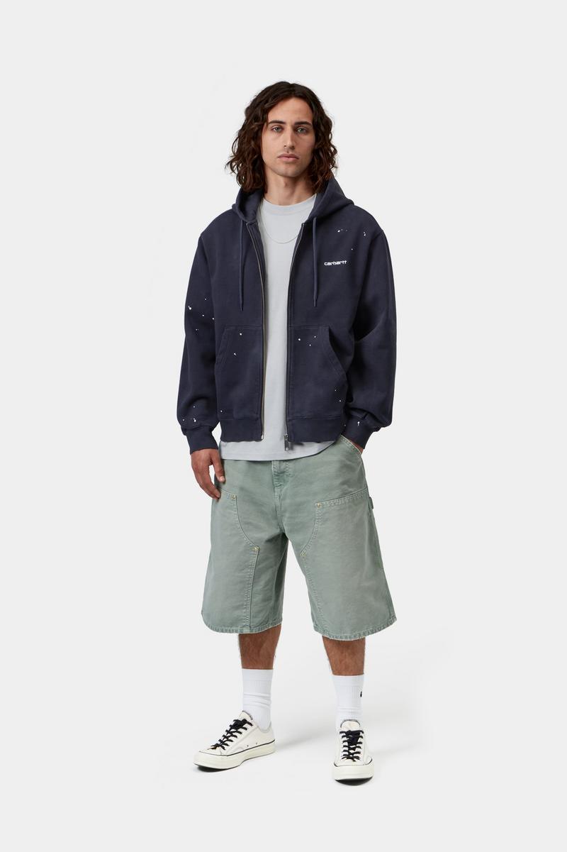 Carhartt Hooded Painter Jacket - Dunkles Marineblau, Destroy-Waschung, Spritzer