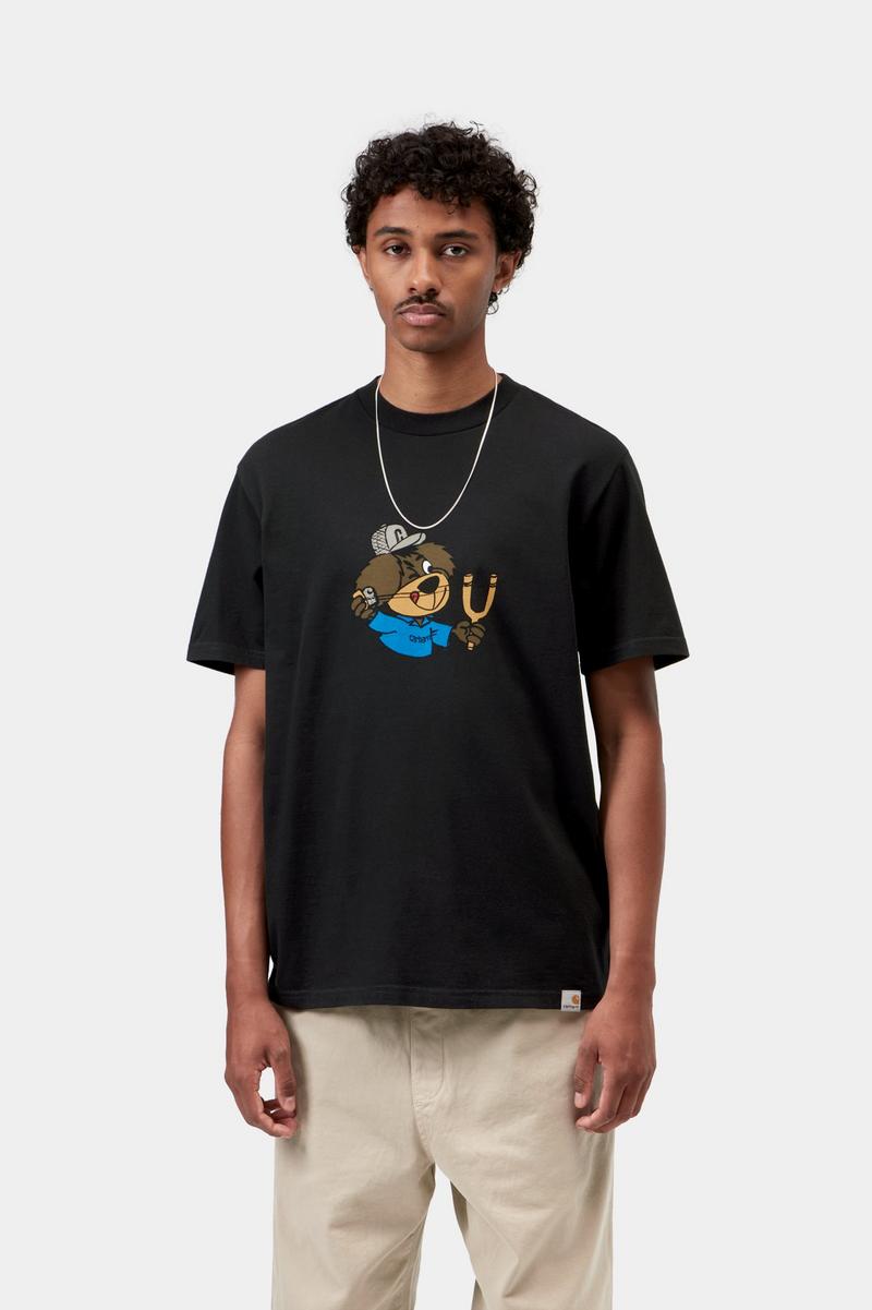 Carhartt S/S Slingshot T-Shirt - Schwarz, starke Enzymwäsche