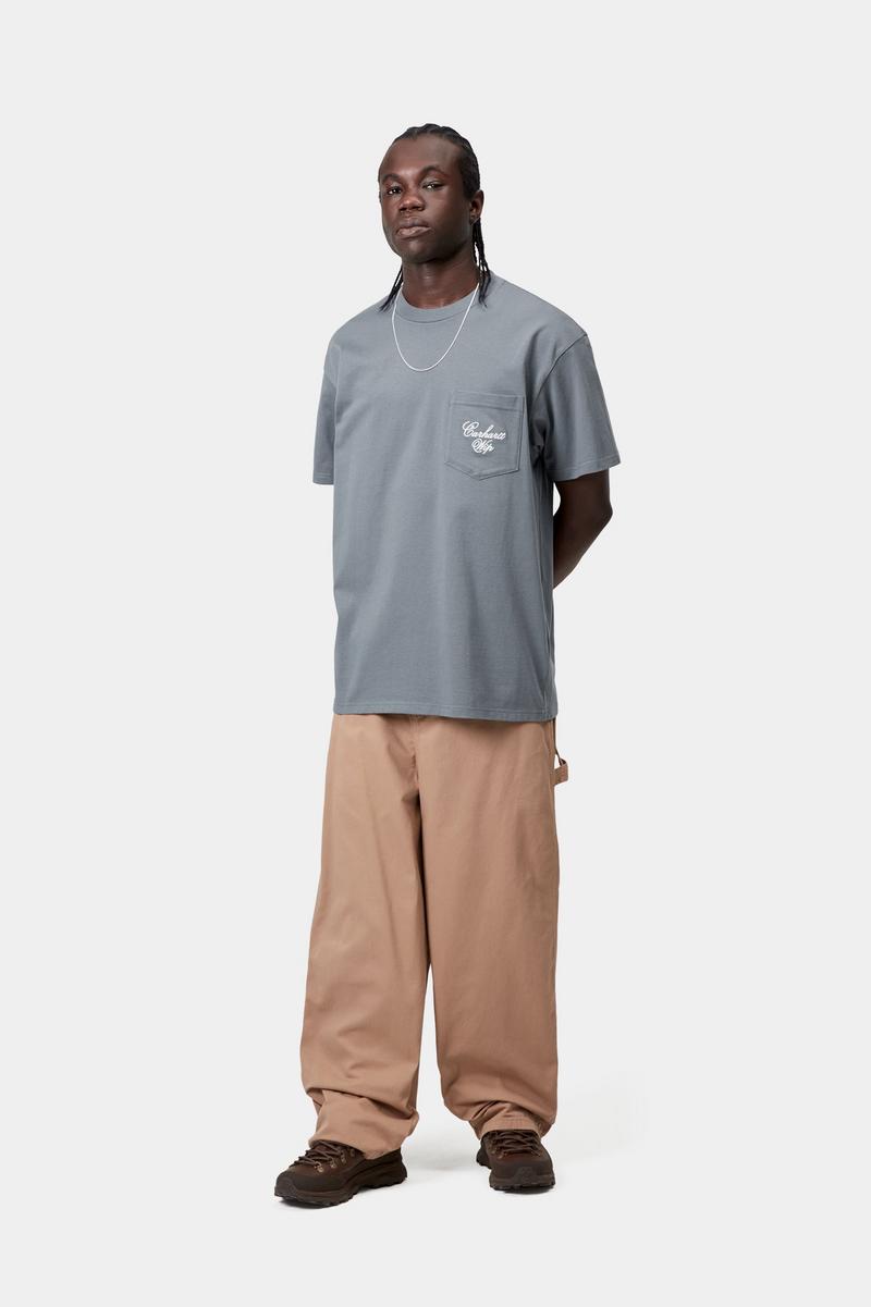 Carhartt S/S Longhand Pocket T-Shirt - Gemütliches Blau/Weiß