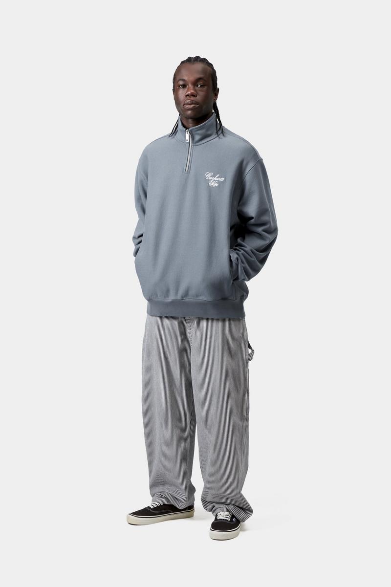 Carhartt Longhand Half Zip Sweatshirt - Gemütliches Blau/Weiß