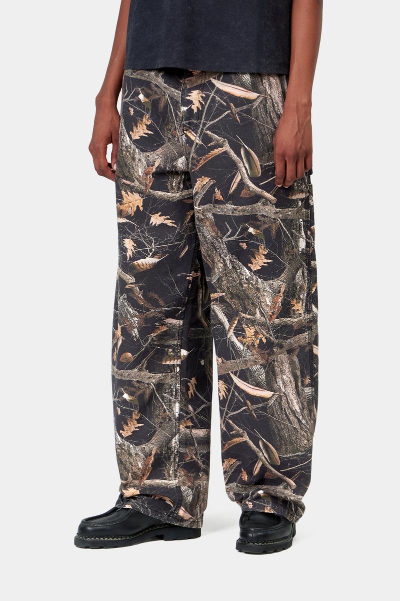 Carhartt Brandon Single Knee Pant - Camo Feather Tree, Schwarz, Heavy Stone Wash