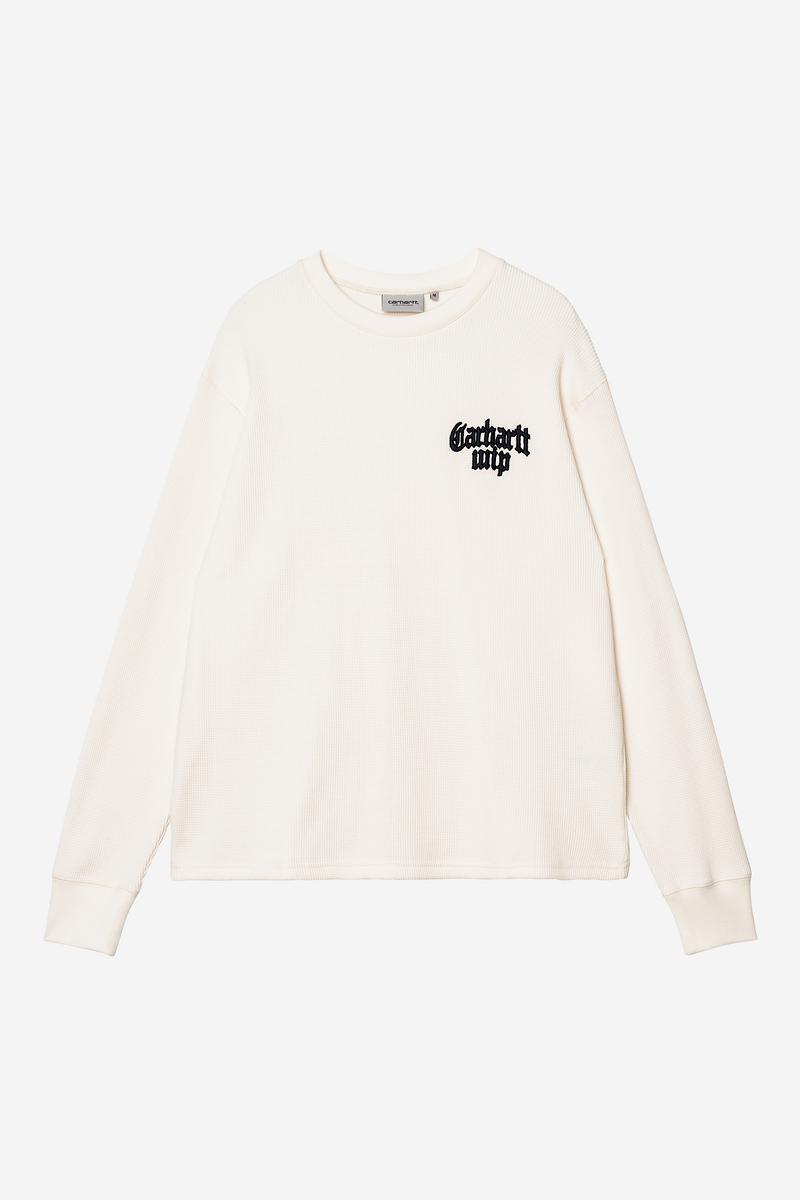 Carhartt L/S Blackletter Waffle T-Shirt - Wachs / Schwarz