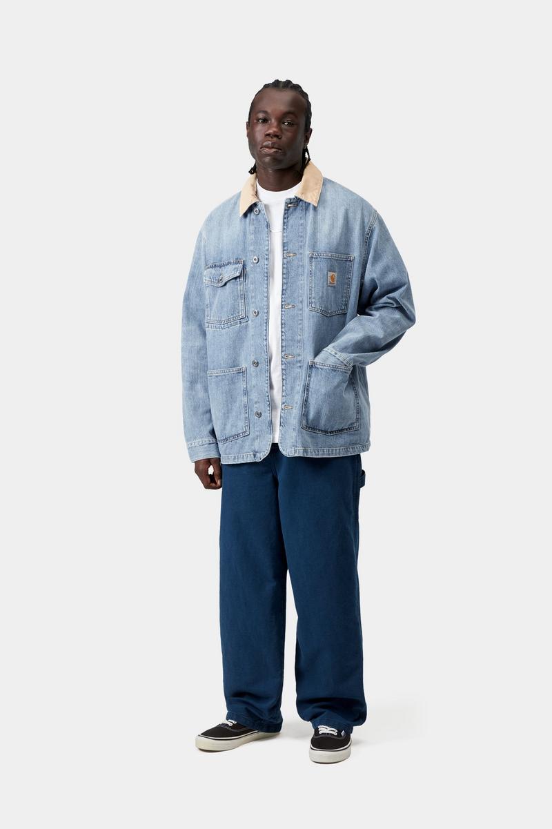Carhartt Warren Chore Coat - Blau / Dusty H Brown, Burst gewaschen