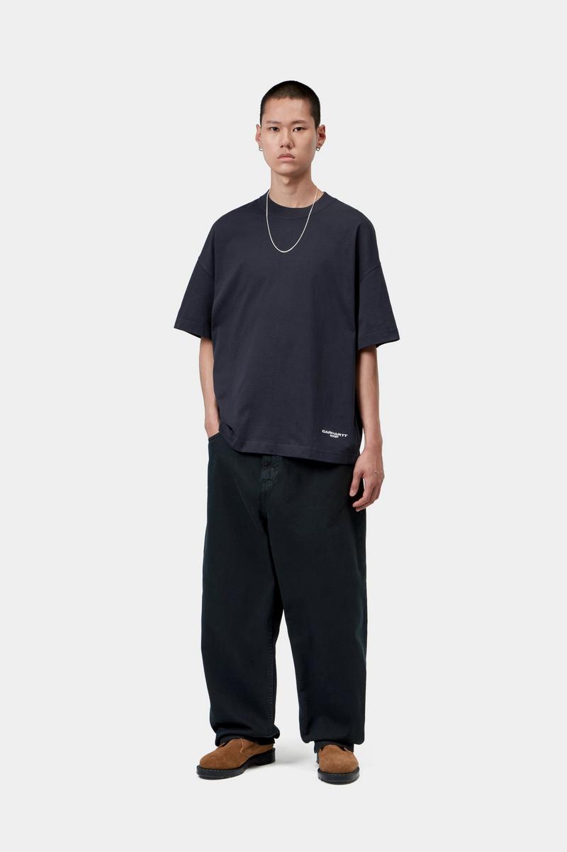 Carhartt S/S Magazine Script T-Shirt - Dunkles Marineblau / Weiß