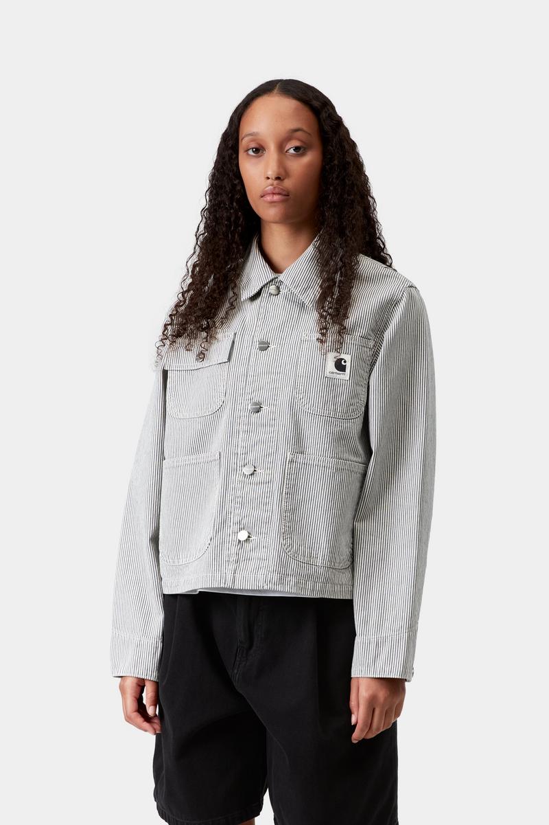 Carhartt Mercer Chore Coat - Mercer Stripe, Graphit/Wachs, Stonewashed