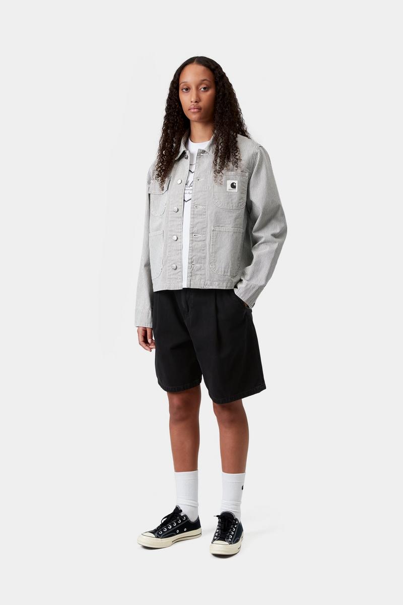 Carhartt Mercer Chore Coat - Mercer Stripe, Graphit/Wachs, Stonewashed