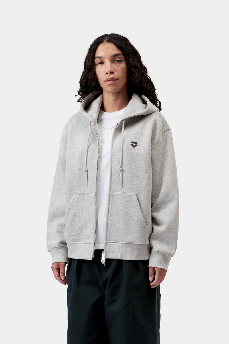 Carhartt Hooded Small Heart Patch Jacket - Grau meliert / Schwarz