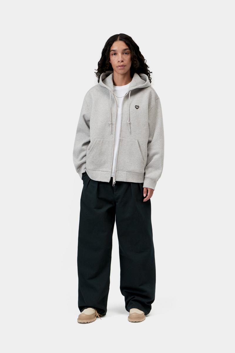Carhartt Hooded Small Heart Patch Jacket - Grau meliert / Schwarz