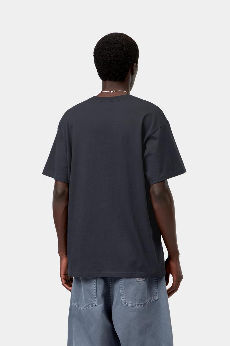 Carhartt S/S Script Embroidery T-Shirt - Dunkles Marineblau / Weiß