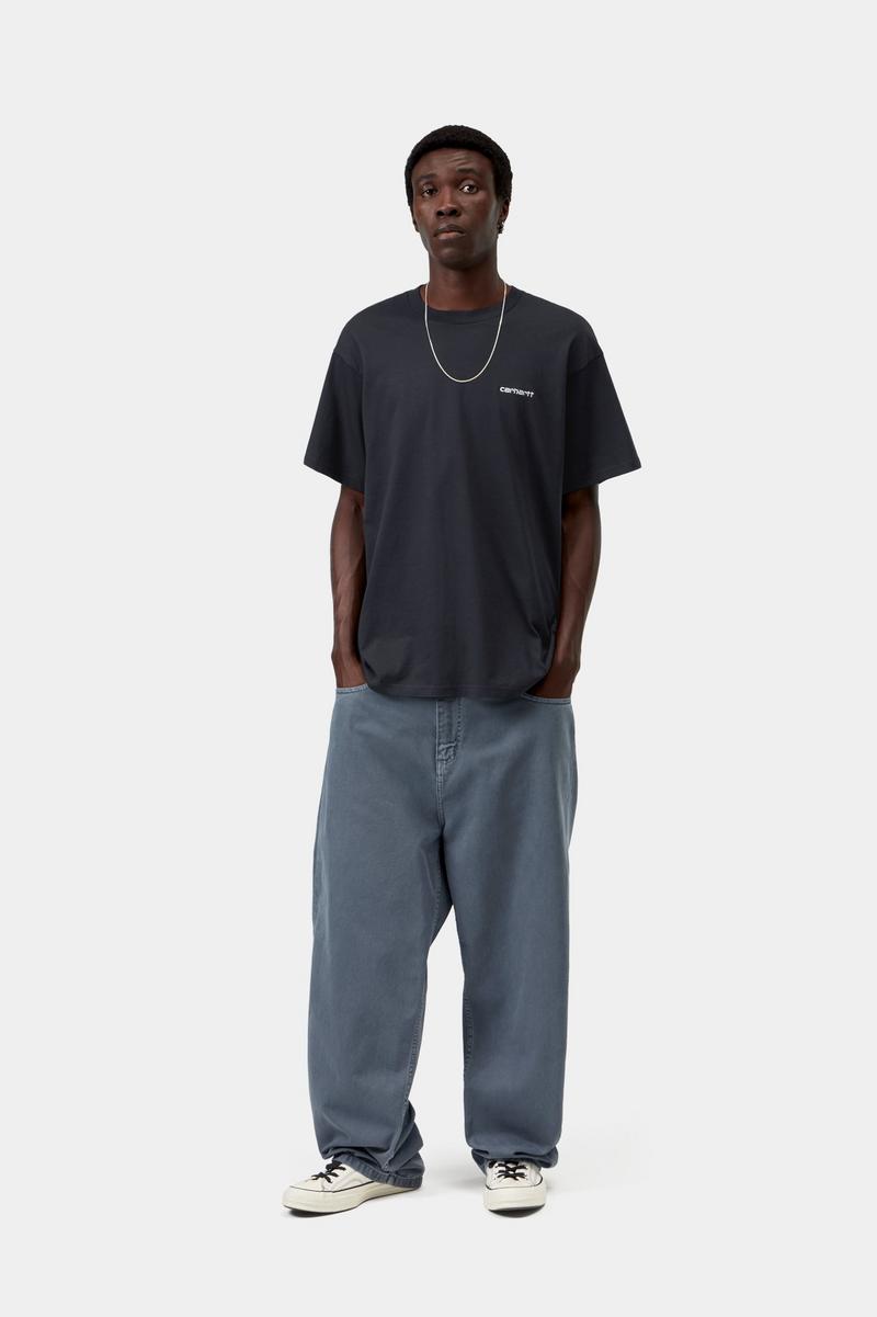 Carhartt S/S Script Embroidery T-Shirt - Dunkles Marineblau / Weiß