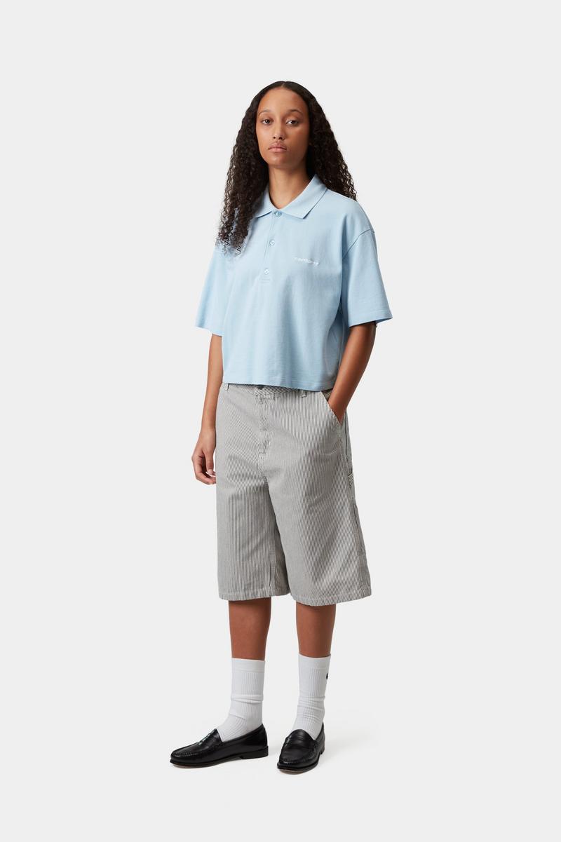 Carhartt S/S Script Polo T-Shirt - Ikaria / Weiß