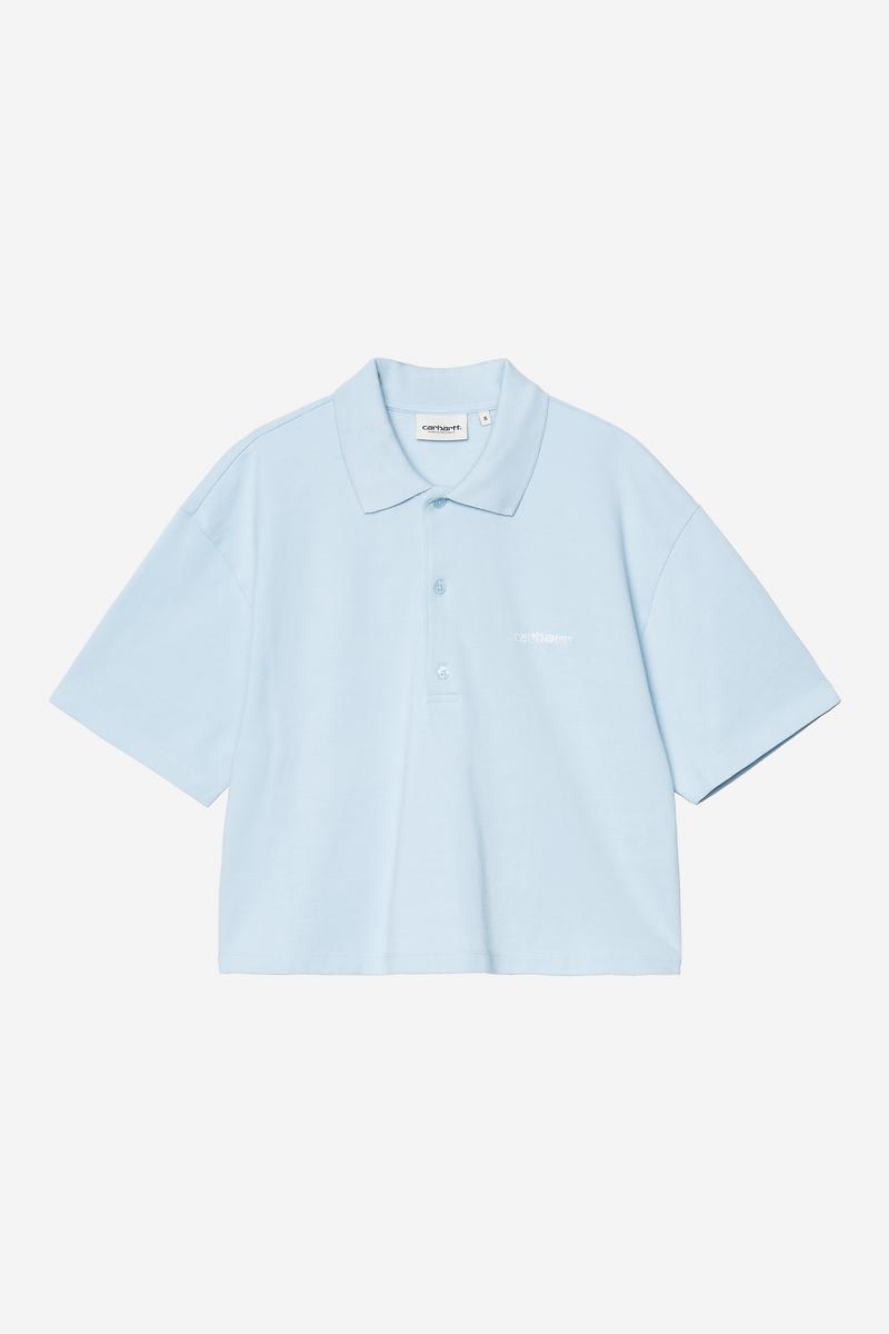 Carhartt S/S Script Polo T-Shirt - Ikaria / Weiß