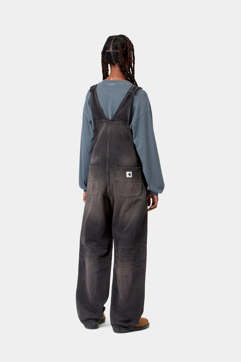 Carhartt Bib Overall Straight - Schwarz, tabakfarbene Used-Waschung