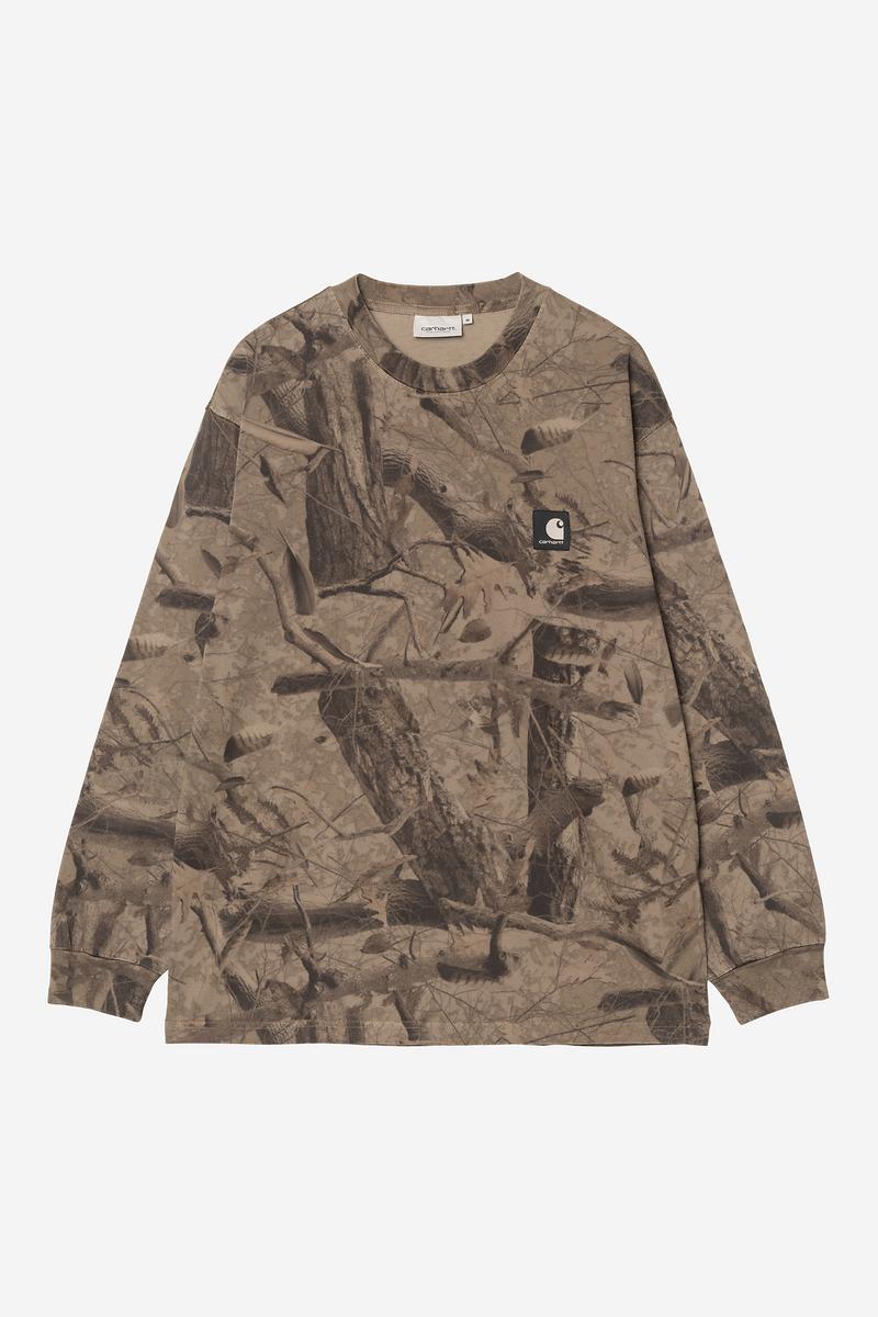 Carhartt L/S Feather Tree T-Shirt - Camo Feather Tree, Khaki / Schungit, stückgefärbt