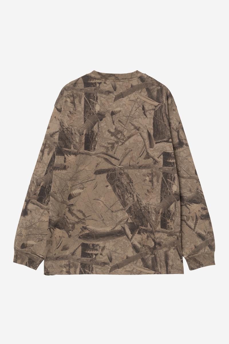 Carhartt L/S Feather Tree T-Shirt - Camo Feather Tree, Khaki / Schungit, stückgefärbt