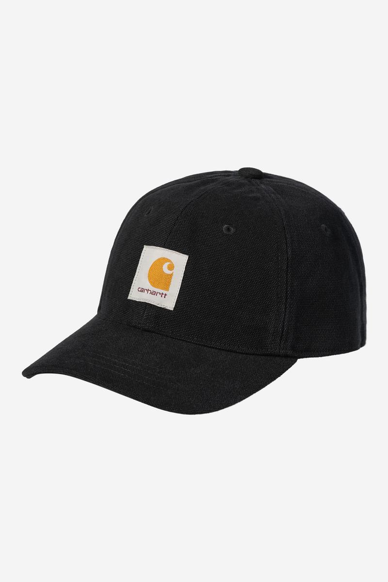 Carhartt Canvas 6-Panel Cap - Schwarz/Weiß, Stonewashed