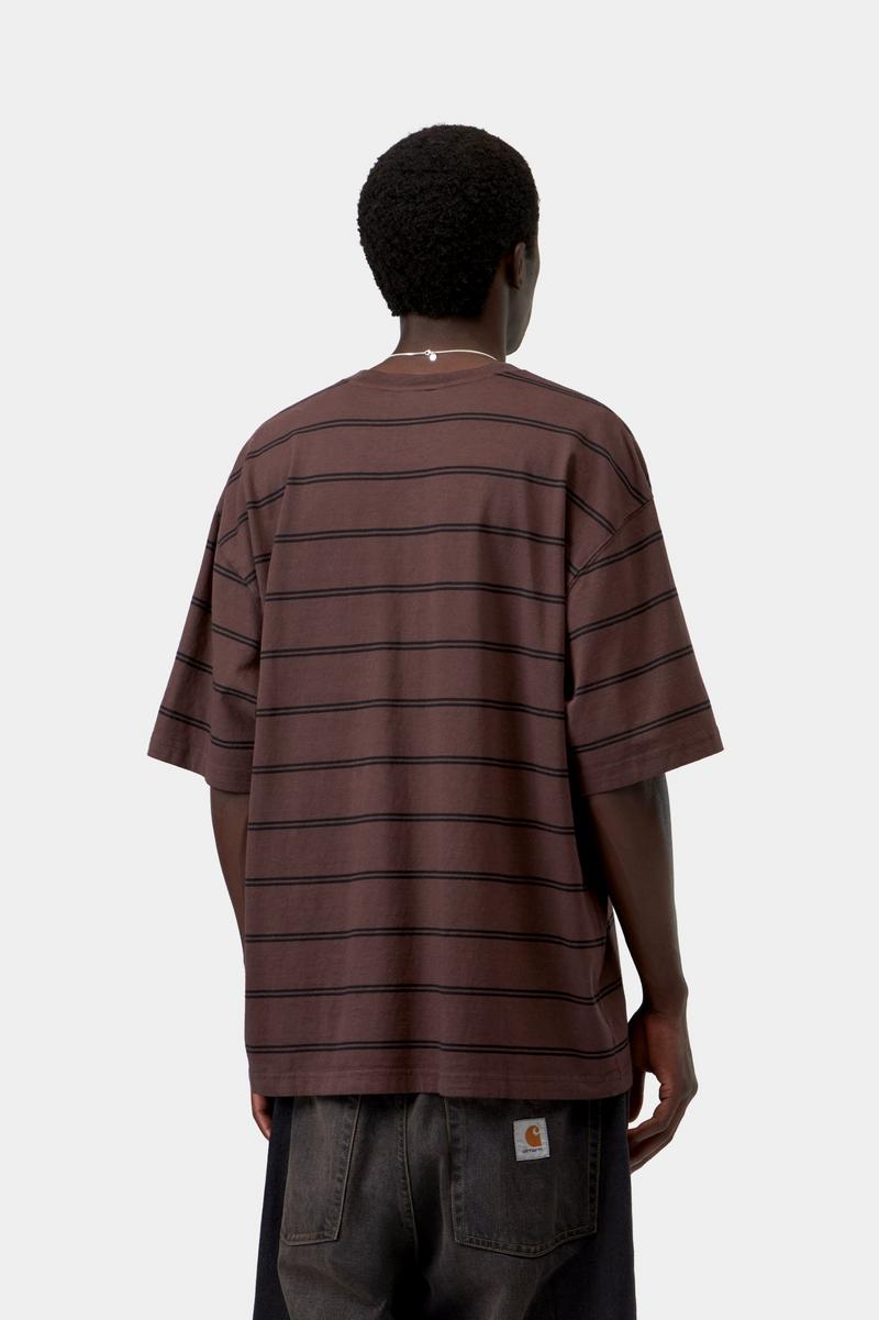 Carhartt S/S Cardona Pocket T-Shirt - Cardona-Streifen, Natur / Palisander, stückgefärbt