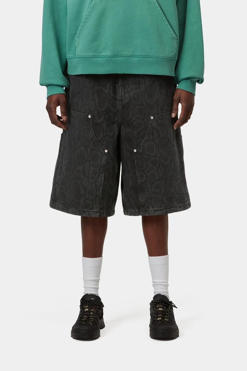 Carhartt Snake Nixon Double Knee Short - Snake Camo, Schwarz, Heavy Stone Wash