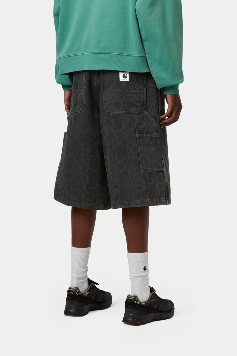 Carhartt Snake Nixon Double Knee Short - Snake Camo, Schwarz, Heavy Stone Wash