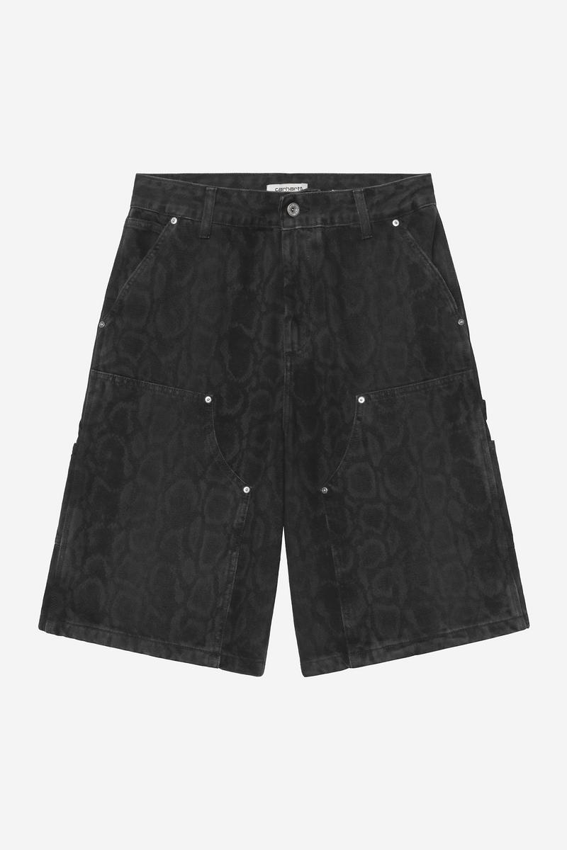 Carhartt Snake Nixon Double Knee Short - Snake Camo, Schwarz, Heavy Stone Wash