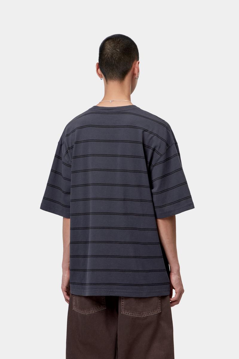 Carhartt S/S Cardona Pocket T-Shirt - Cardona-Streifen, Natur / Dunkelblau, stückgefärbt
