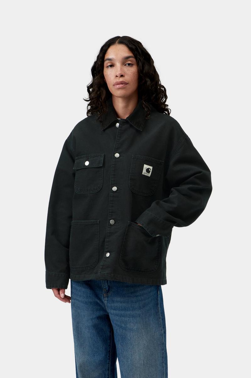 Carhartt OG Michigan Coat - Schwarz / Schwarz, Steinleinwand