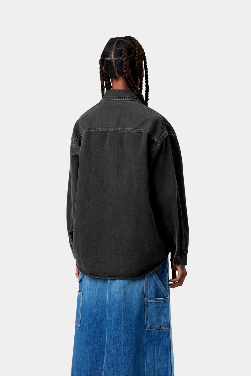 Carhartt Marly Shirt Jac - Schwarz, schwere Steinwäsche