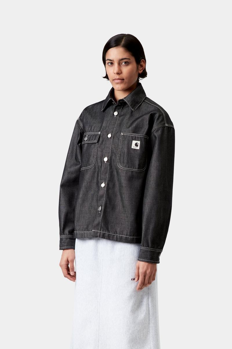 Carhartt Louis Shirt Jac - Schwarz, starr