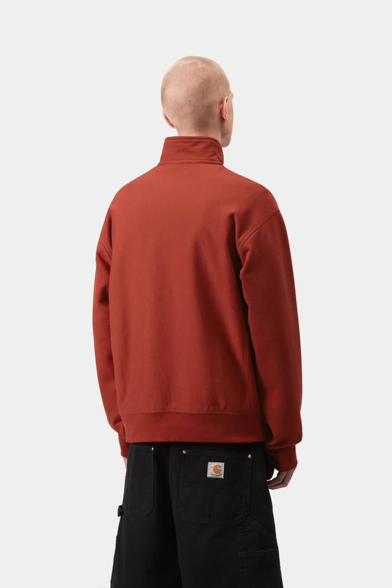 Carhartt Half Zip American Script Sweatshirt - Oxidrot