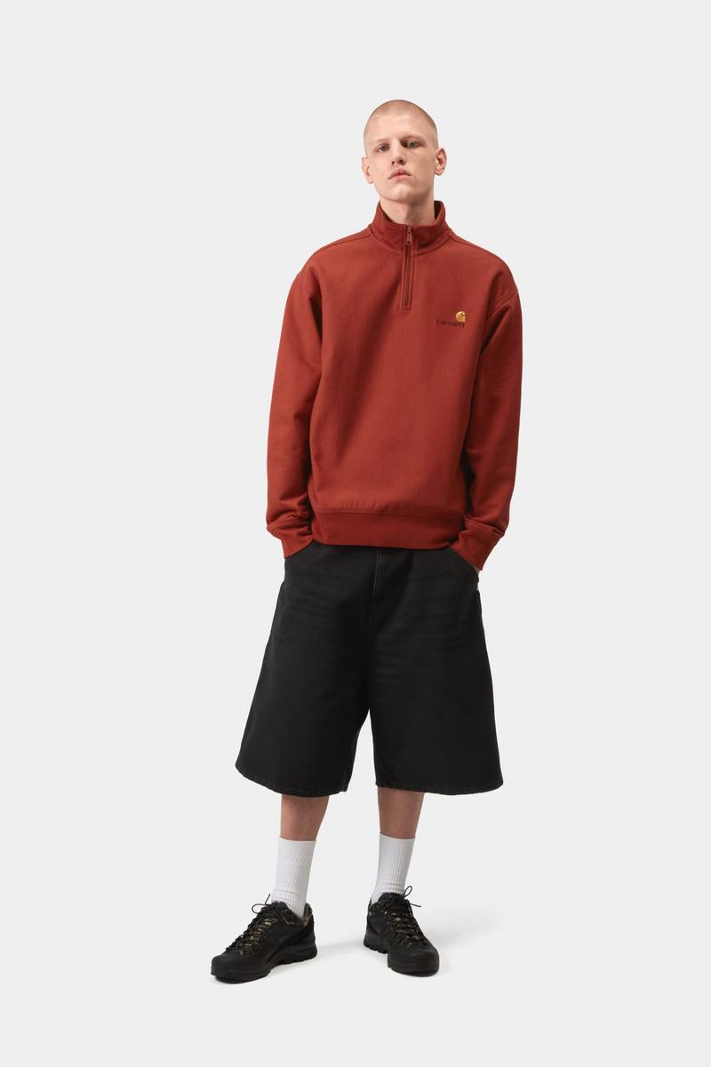 Carhartt Half Zip American Script Sweatshirt - Oxidrot