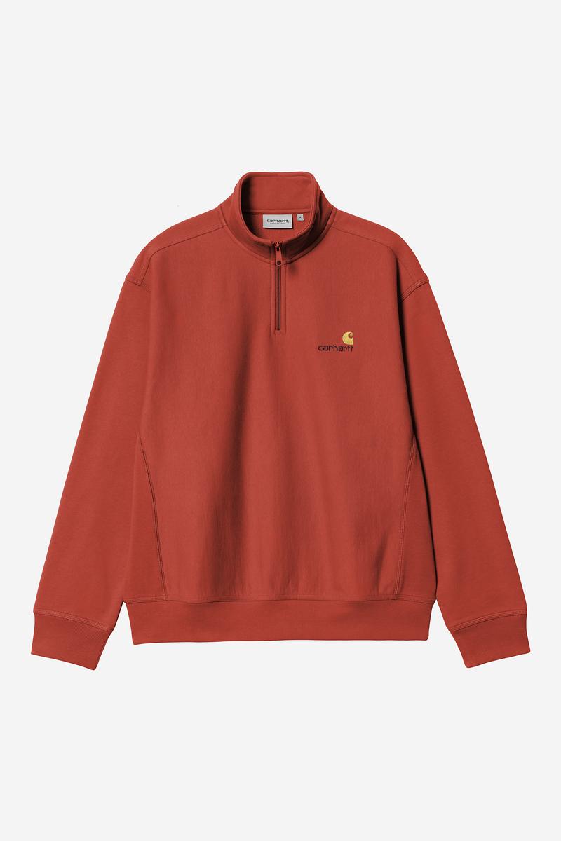 Carhartt Half Zip American Script Sweatshirt - Oxidrot