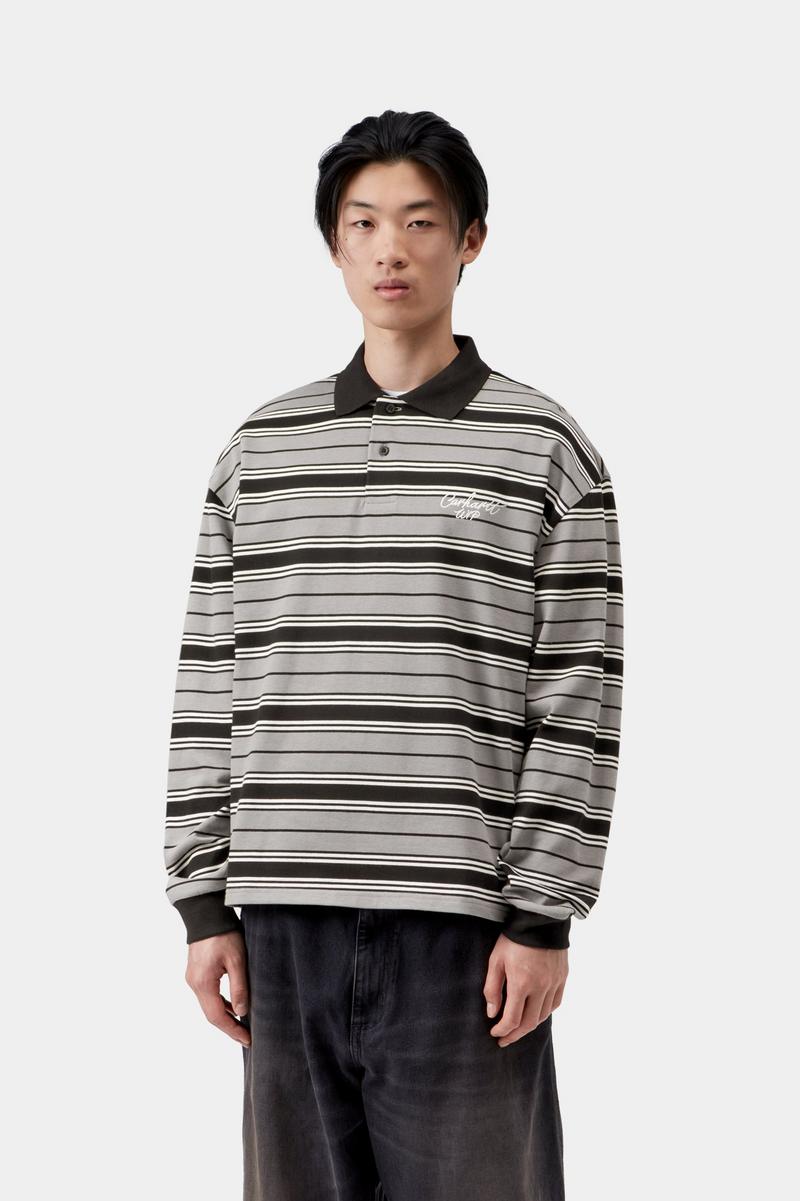 Carhartt L/S Devitt Rugby Shirt - Devitt Stripe, Shady Grey